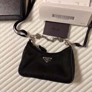 Prada Mini Tessuto Mini Chain Crossbody Bag